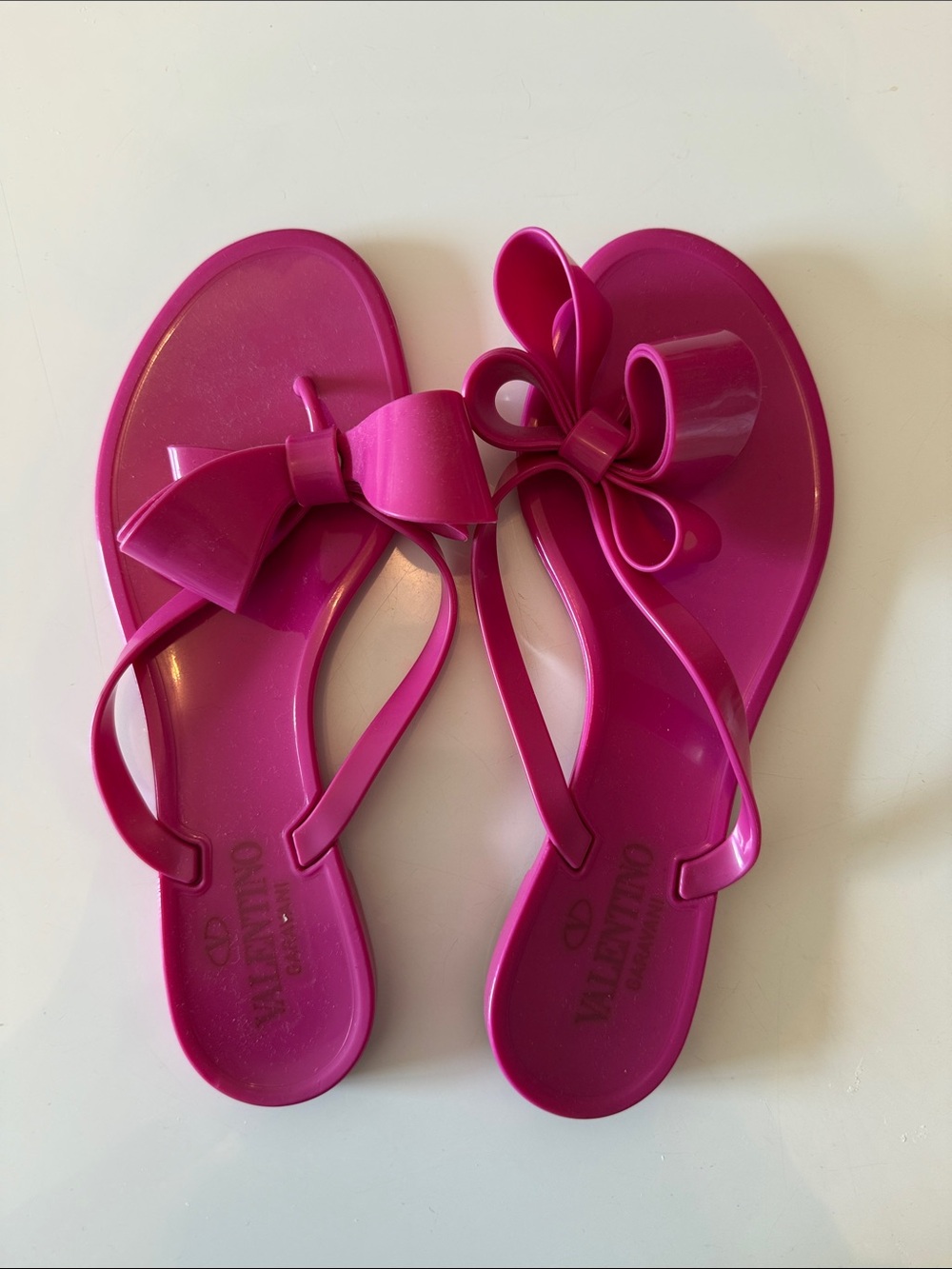 Valentino Pink Bow Jelly Sandals